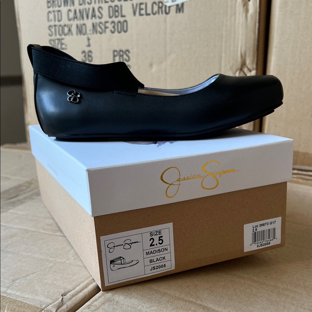 Jessica Simpson Black Slip-On Ballet Flat with Elastic Strap